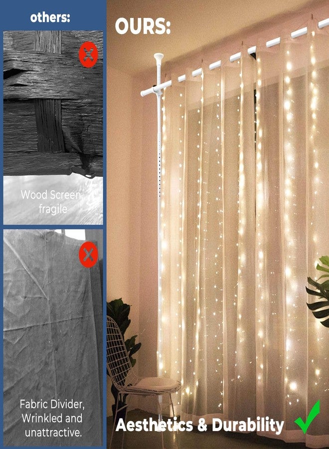 EUIJOIP Heavy Duty 1" No-Drill Room Divider Rod - Rustproof Adjustable Tension Pole 4-10ft (H) 28-114inch(W) for Privacy Curtains & Temporary Walls, White - Image 3